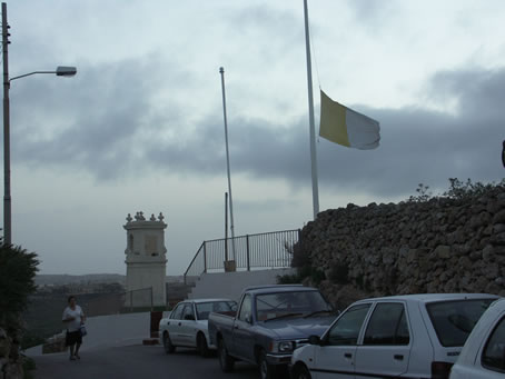 D2 Papal flag near in-Nicca flies at half mast