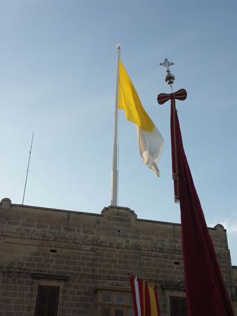 B6 Papal flag flies on the Parish Offices