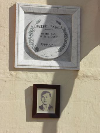 B3 Commemorative plaque and photo of victim Giuseppi Bajada