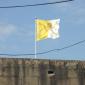 A1 Papal flag flies in the breeze