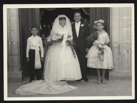 F3 After Mass 1959 with pageboy and bridesmaid