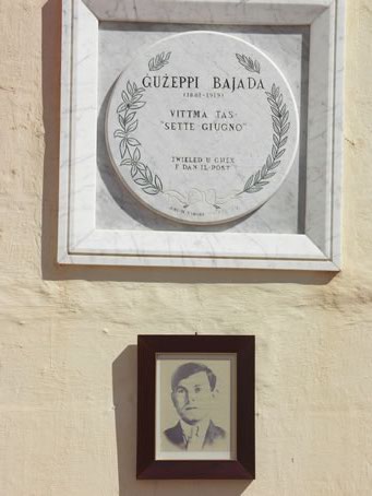 B9 Plaque and photo of Giuseppe Bajada