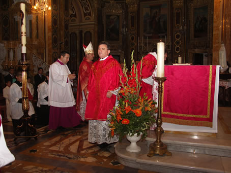 B1 Bishop walks to the Presbytery