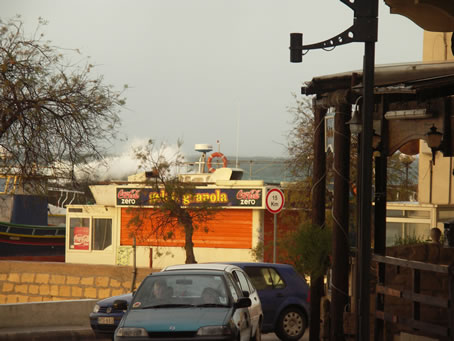 B9 The sea rises high above Menqa breakwater to see