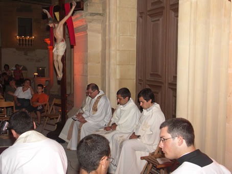 E1 Archpriest with Gozo's three new priests from Xaghra