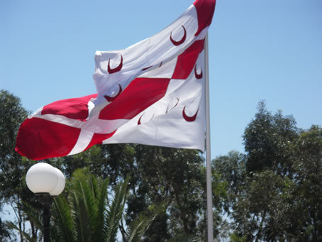 008 Flags decorate entrance to Xaghra