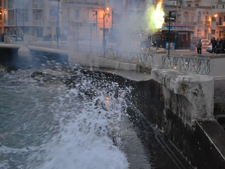 097 Fireworks, smoke and sea spray