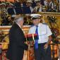 037 Club President presenting a gift to Jos Attard celebrating 50 years as bandsman